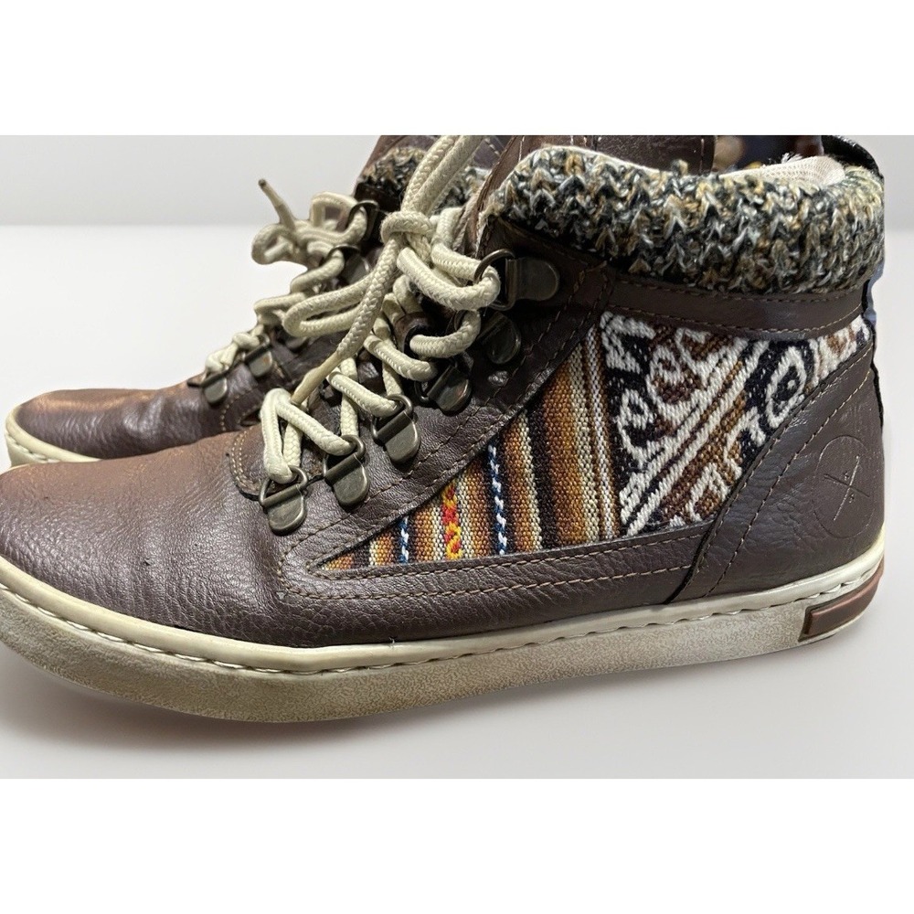 Inkkas Brown Leather Vegan Peruvian Textile Hiking, Shoes Boots Womens 8/mens 6
